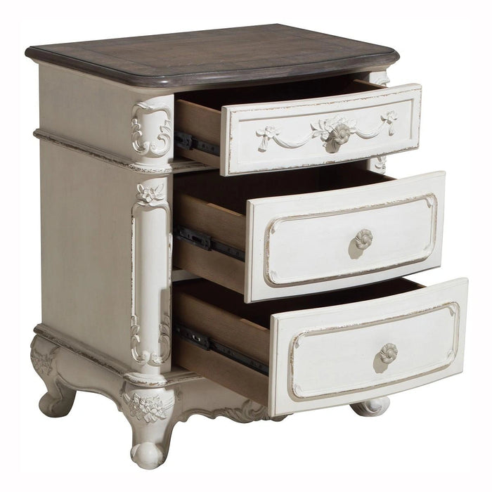 Five Star Furniture - Cinderella Night Stand in Antique White with Grey Rub-Through 1386NW-4