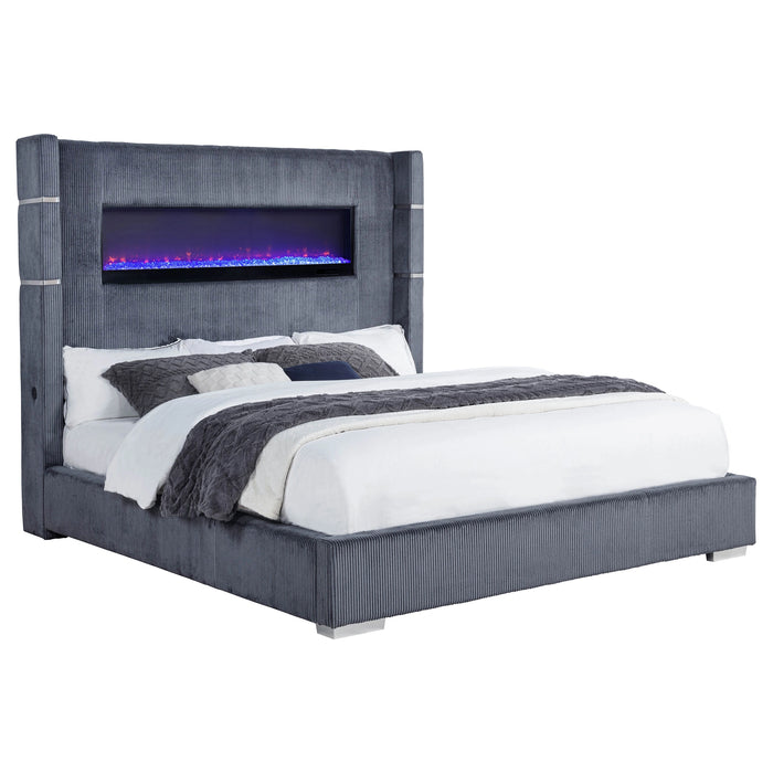 Five Star Furniture - Tisdall Wingback Bed with Flame Visualizer