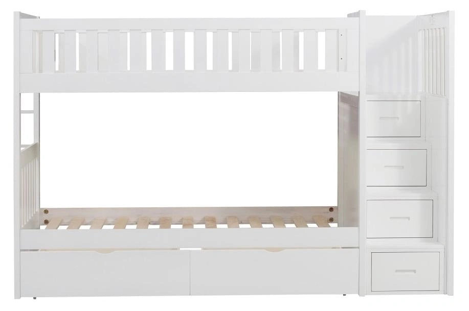 Five Star Furniture - Galen Bunk Bed w/ Reversible Step Storage and Storage Boxes in White B2053SBW-1*T