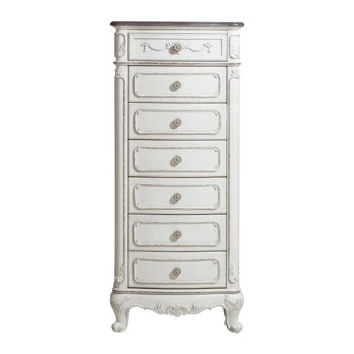 Five Star Furniture - Cinderella 7 Drawer Tall Chest Antique White with Grey Rub-Through 1386NW-12