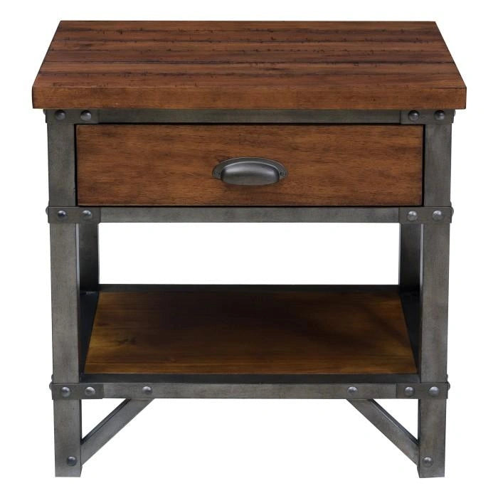 Five Star Furniture - Holverson Nightstand in Rustic Brown & Gunmetal 1715-4