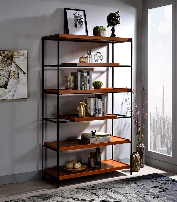 Five Star Furniture - Oaken Honey Oak & Black Bookshelf