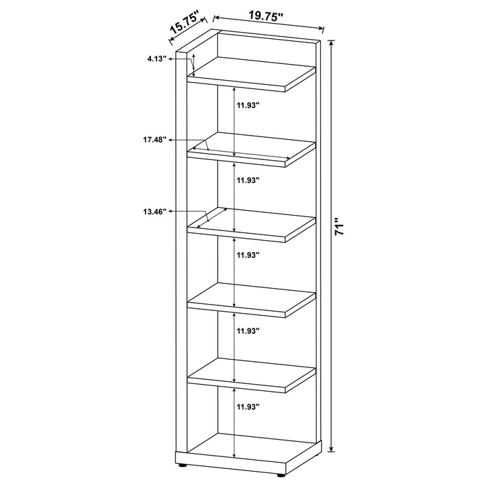Five Star Furniture - Pinckard 6-tier Corner Bookcase Cappuccino