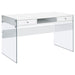 Five Star Furniture - Dobrev 2-drawer Writing Desk Glossy White and Clear image