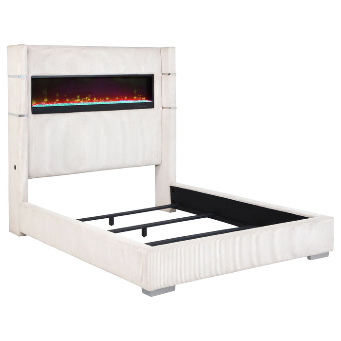 Five Star Furniture - Tisdall Wingback Bed with Flame Visualizer