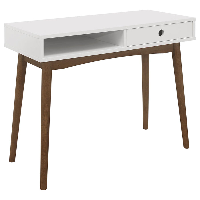 Bradenton 1-drawer Writing Desk White and Walnut image