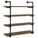 Five Star Furniture - Elmcrest 40-inch Wall Shelf Black and Rustic Oak image