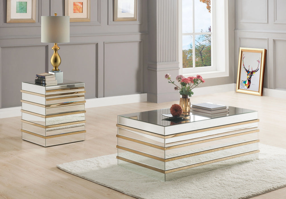 Five Star Furniture - Osma Mirrored & Gold Coffee Table