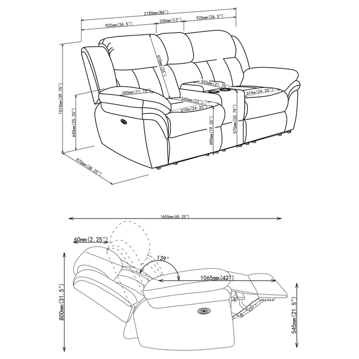 Five Star Furniture - Bahrain Power Reclining Loveseat
