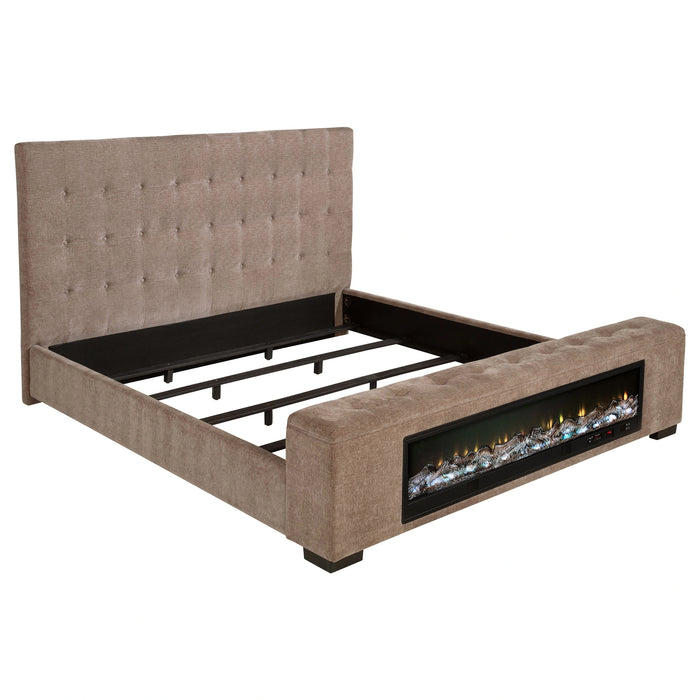 Five Star Furniture - Senna Panel Bed with Bluetooth Speaker and Flame Visualizer