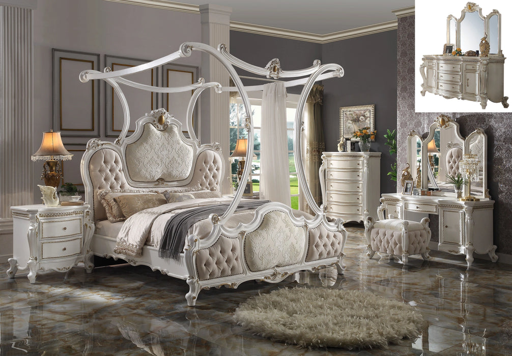 Five Star Furniture - Picardy Fabric & Antique Pearl Eastern King Bed (Canopy)