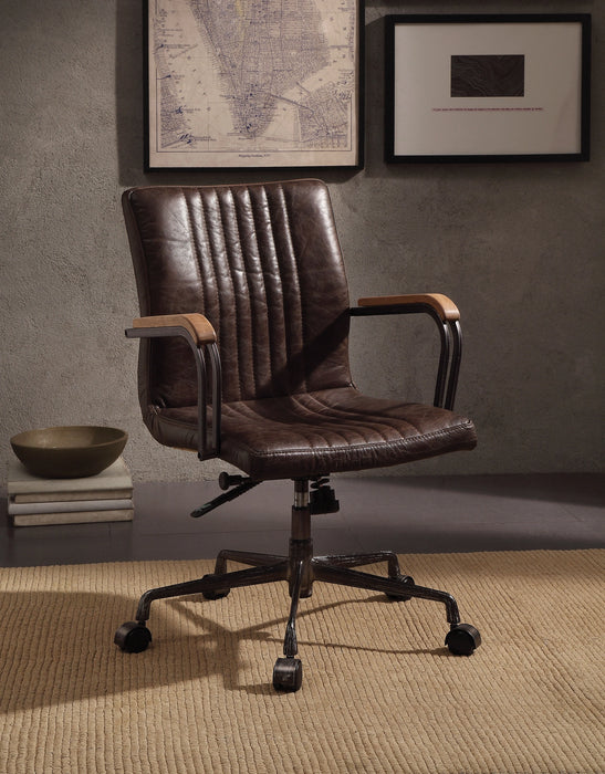 Five Star Furniture - Joslin Distress Chocolate Top Grain Leather Office Chair