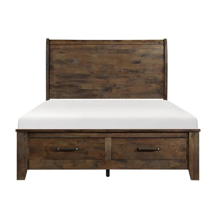 Five Star Furniture - Jerrick King Sleigh Platform Bed with Footboard Storage in Burnished Brown 1957K-1EK*