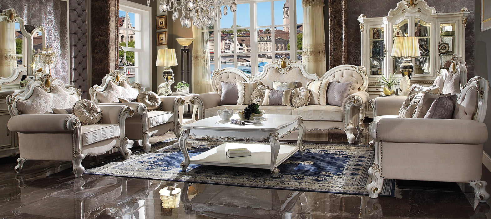Five Star Furniture - Picardy Fabric & Antique Pearl Oversized Sofa