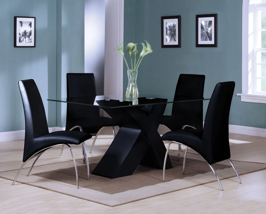 Five Star Furniture - Pervis Black & Clear Glass Dining Table