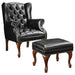 Five Star Furniture - Roberts Button Tufted Back Accent Chair with Ottoman Black and Espresso image