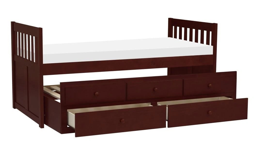 Five Star Furniture - Rowe Twin/Twin Trundle Bed w/ Two Storage Drawers in Dark Cherry B2013PRDC-1*