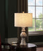 Five Star Furniture - Brie Drum Shade Table Lamp Oatmeal and Antique Gold image