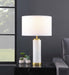 Five Star Furniture - Lucius Drum Shade Bedside Table Lamp White and Gold image