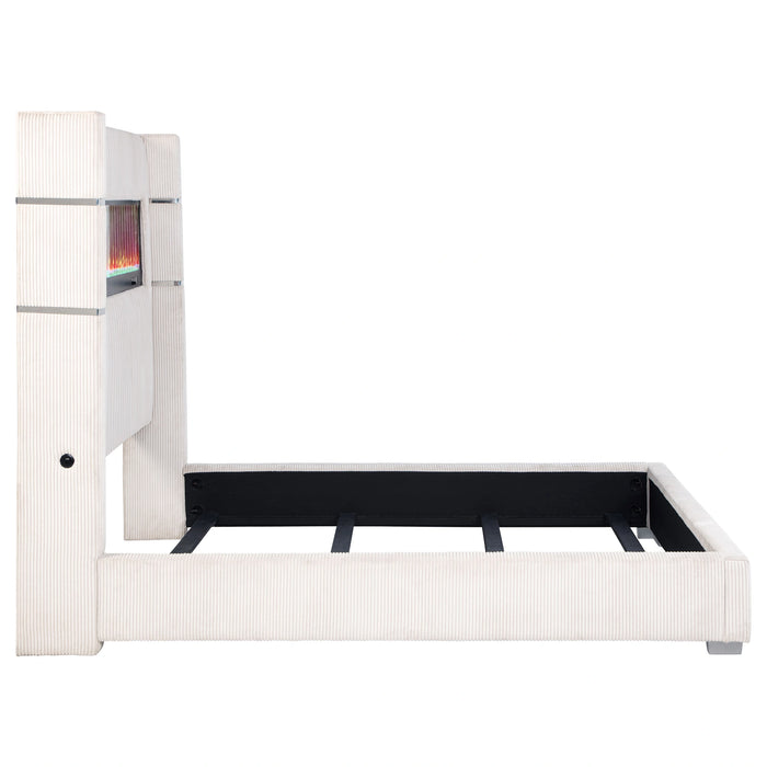 Five Star Furniture - Tisdall Wingback Bed with Flame Visualizer