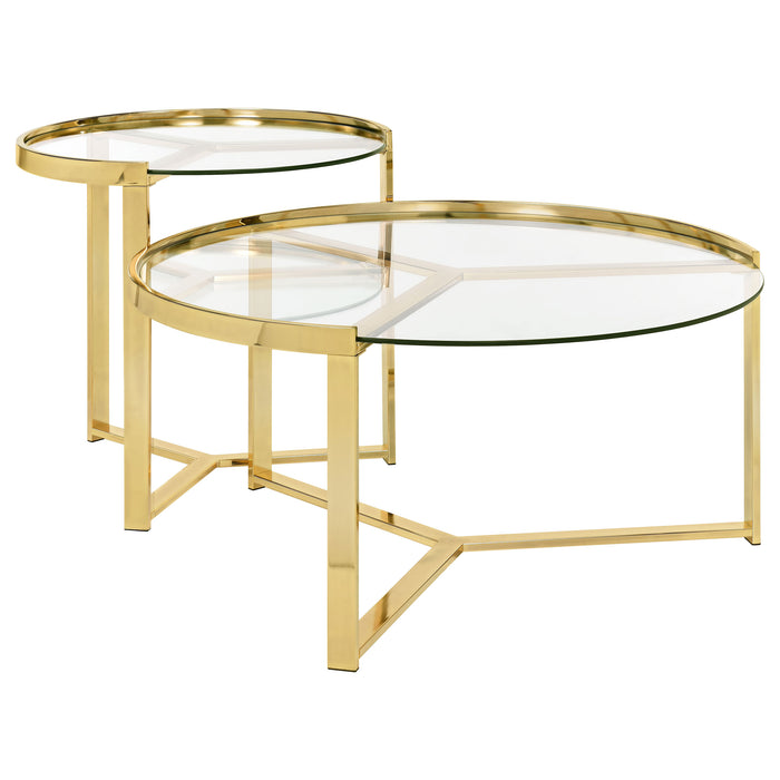 Five Star Furniture - Delia 2-Piece Round Glass Top Nesting Coffee Table Clear and Chrome