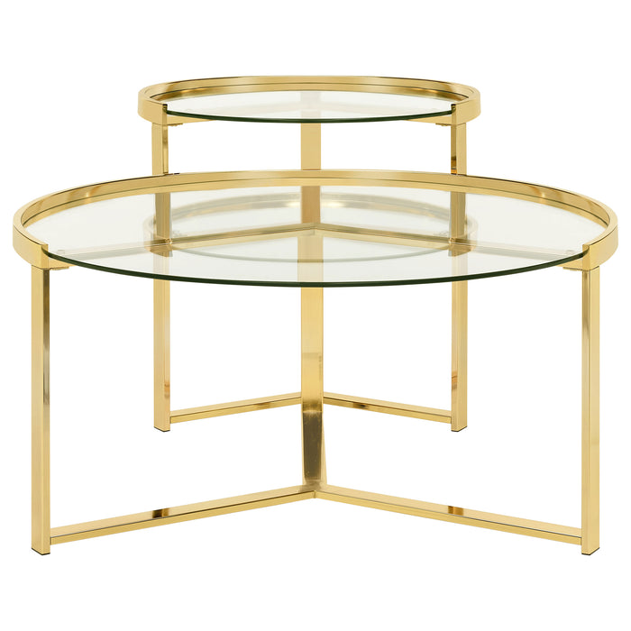 Five Star Furniture - Delia 2-Piece Round Glass Top Nesting Coffee Table Clear and Chrome