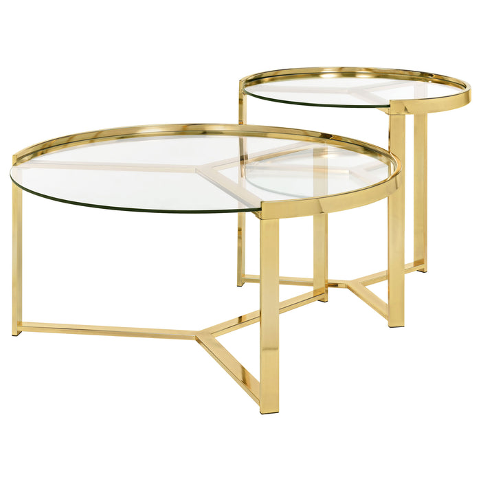 Five Star Furniture - Delia 2-Piece Round Glass Top Nesting Coffee Table Clear and Chrome