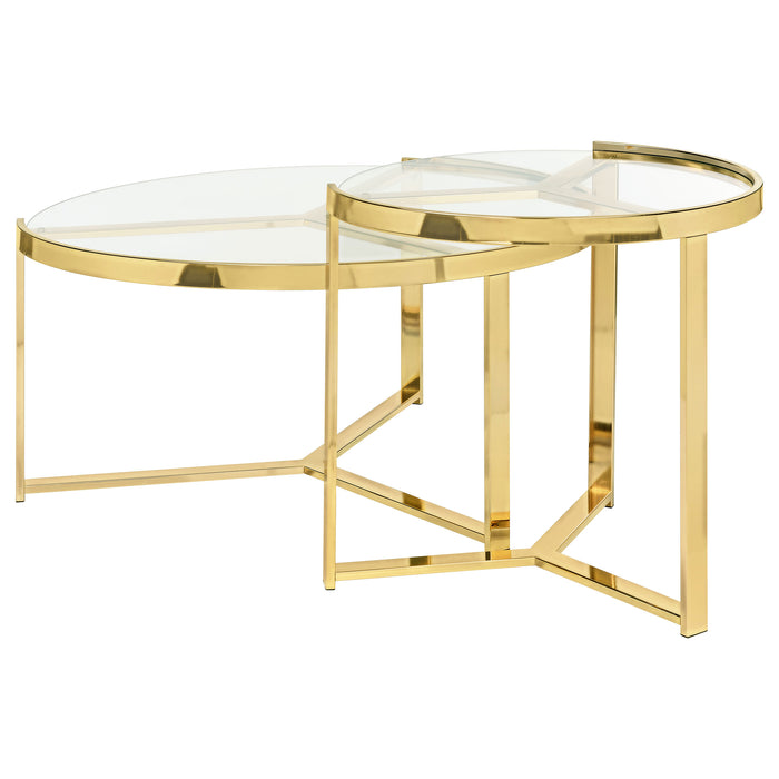 Five Star Furniture - Delia 2-Piece Round Glass Top Nesting Coffee Table Clear and Chrome