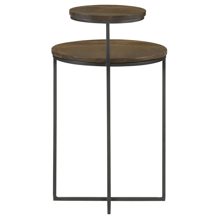 Five Star Furniture - Yael Round Accent Table Natural and Gunmetal