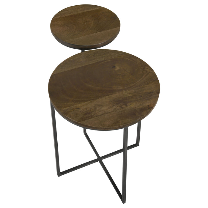 Five Star Furniture - Yael Round Accent Table Natural and Gunmetal