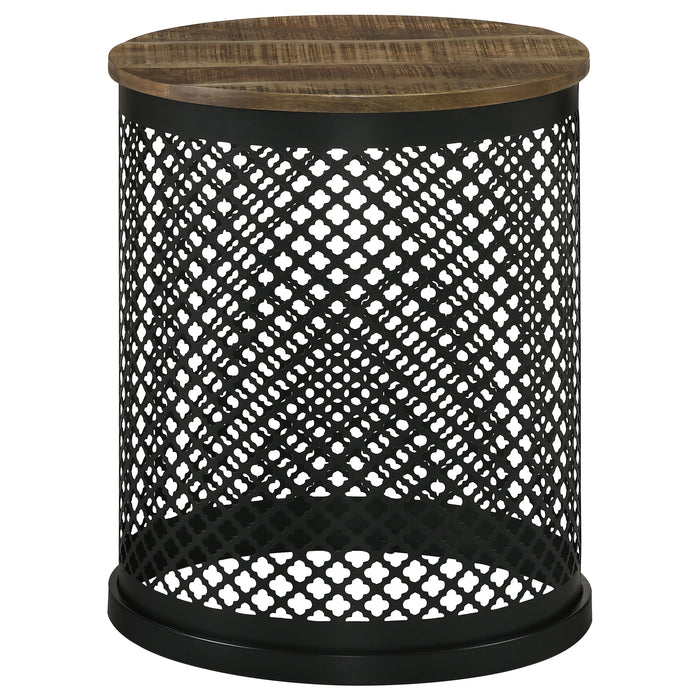 Five Star Furniture - Aurora Round Accent Table with Drum Base Natural and Black