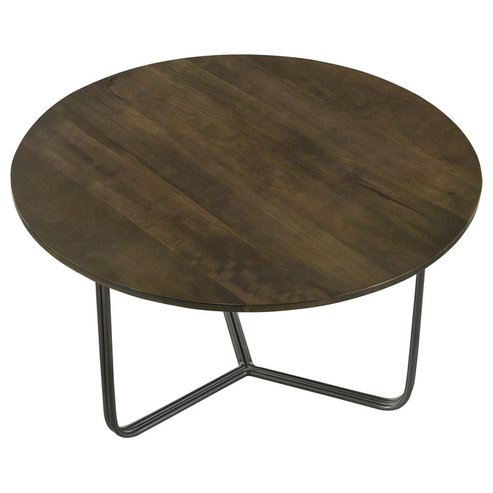Five Star Furniture - Yaritza Round Accent Table with Triangle Wire Base Natural and Gunmetal
