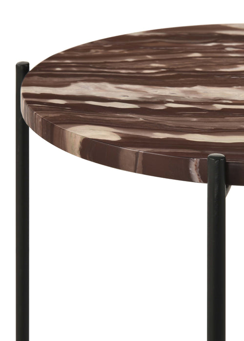 Five Star Furniture - Latifa Round Accent Table with Marble Top Red and Black