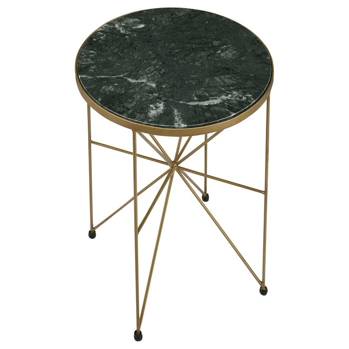 Five Star Furniture - Eliska Round Accent Table with Marble Top Green and Antique Gold