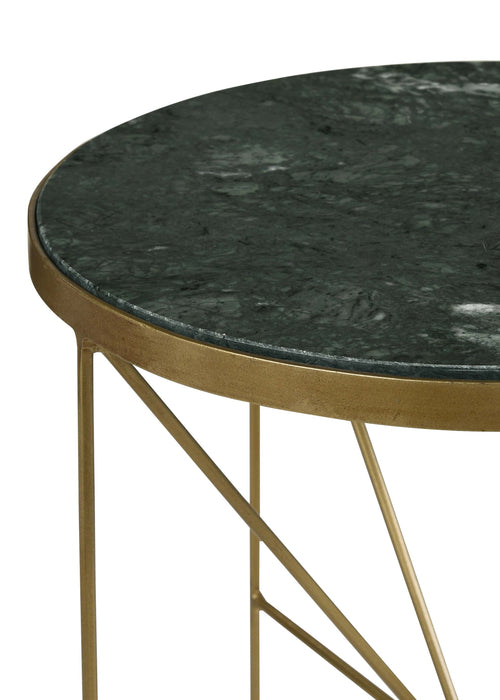 Five Star Furniture - Eliska Round Accent Table with Marble Top Green and Antique Gold