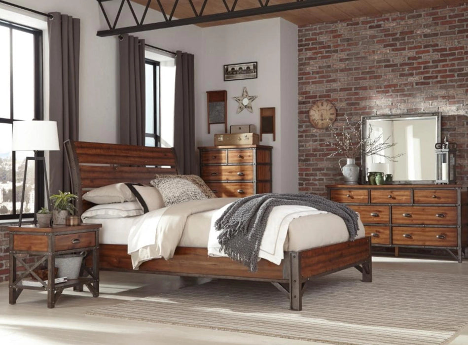 Five Star Furniture - Holverson King Platform Bed in Rustic Brown & Gunmetal 1715K-1EK*
