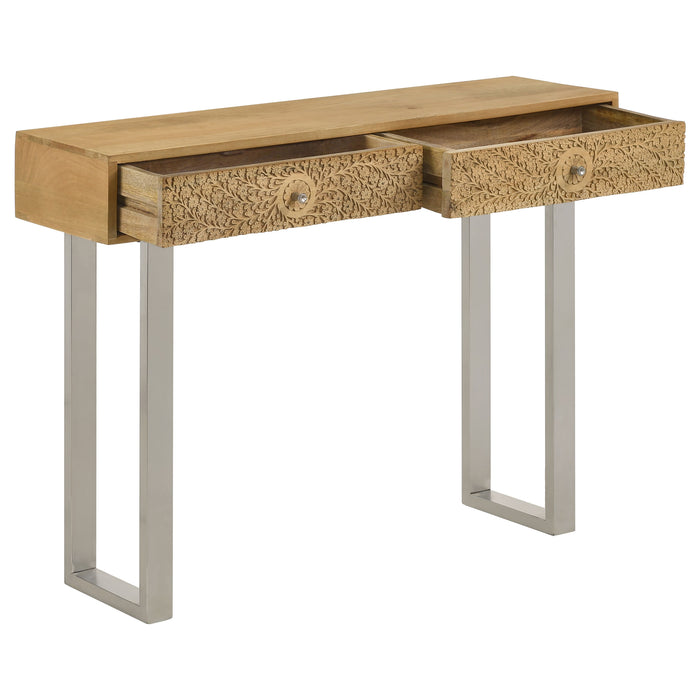 Five Star Furniture - Draco Console Table with Hand Carved Drawers Natural