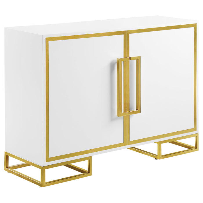 Five Star Furniture - Elsa 2-door Accent Cabinet with Adjustable Shelves White and Gold