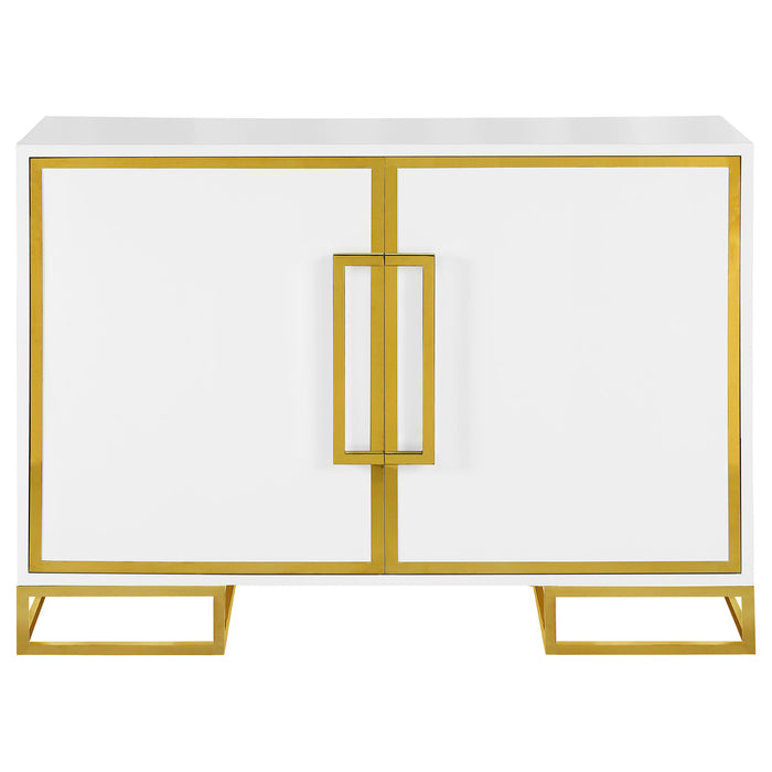Five Star Furniture - Elsa 2-door Accent Cabinet with Adjustable Shelves White and Gold