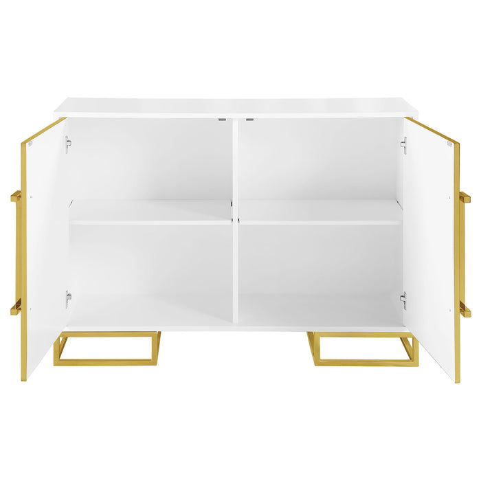 Five Star Furniture - Elsa 2-door Accent Cabinet with Adjustable Shelves White and Gold