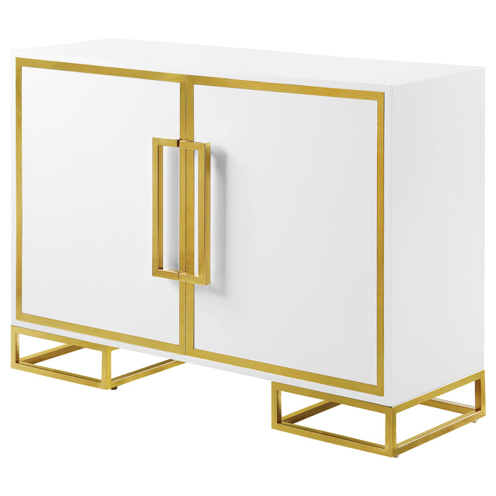 Five Star Furniture - Elsa 2-door Accent Cabinet with Adjustable Shelves White and Gold