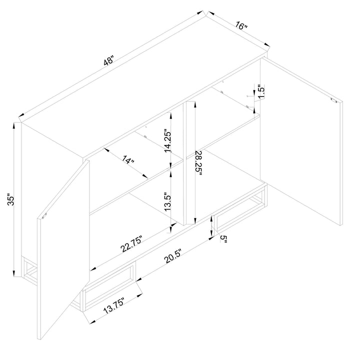 Five Star Furniture - Elsa 2-door Accent Cabinet with Adjustable Shelves White and Gold