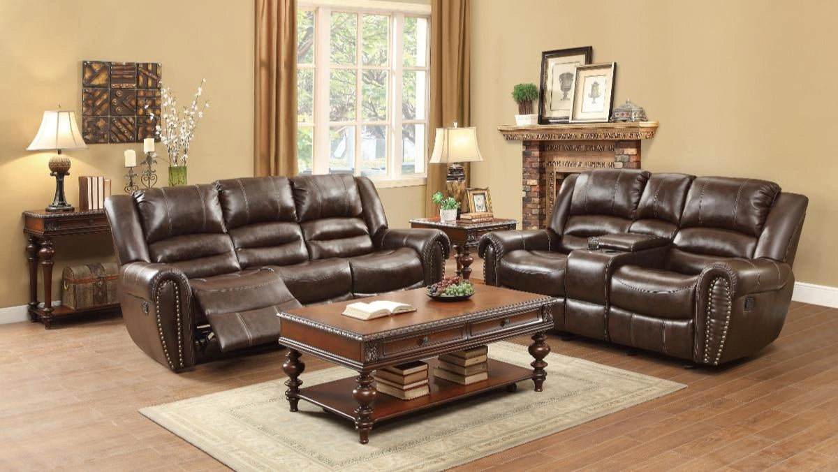 Five Star Furniture - Center Hill Double Glider Reclining Loveseat w/ Center Console in Dark Brown 9668BRW-2
