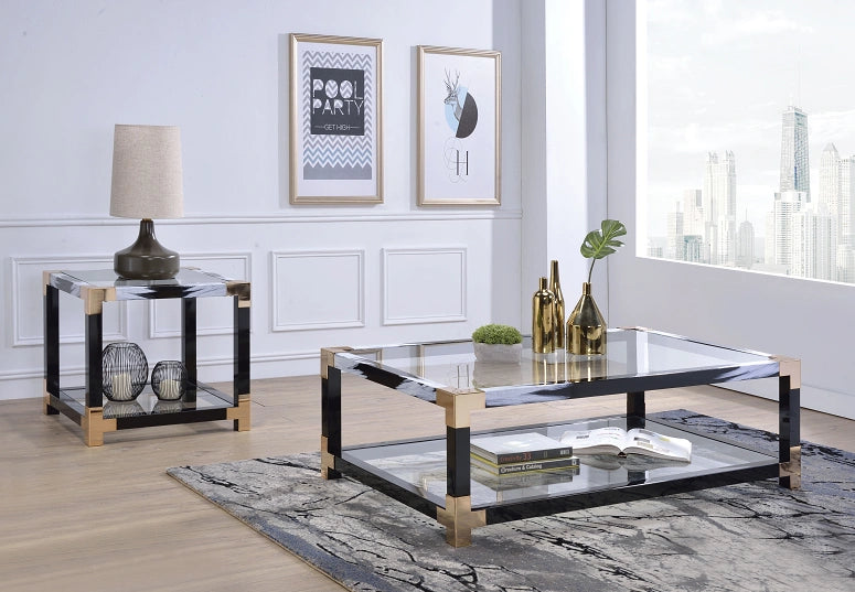 Five Star Furniture - Lafty White Brushed & Clear Glass Coffee Table