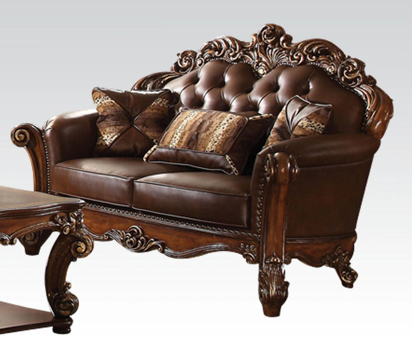 Five Star Furniture - Acme Vendome Loveseat with 2 Pillows in Cherry 52002