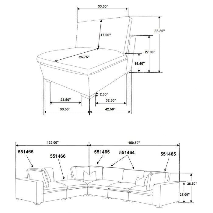 Five Star Furniture - Lakeview Armless Chair