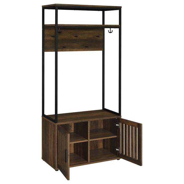 Five Star Furniture - Quincy 2-door Engineered Wood Hall Tree Dark Pine and Black