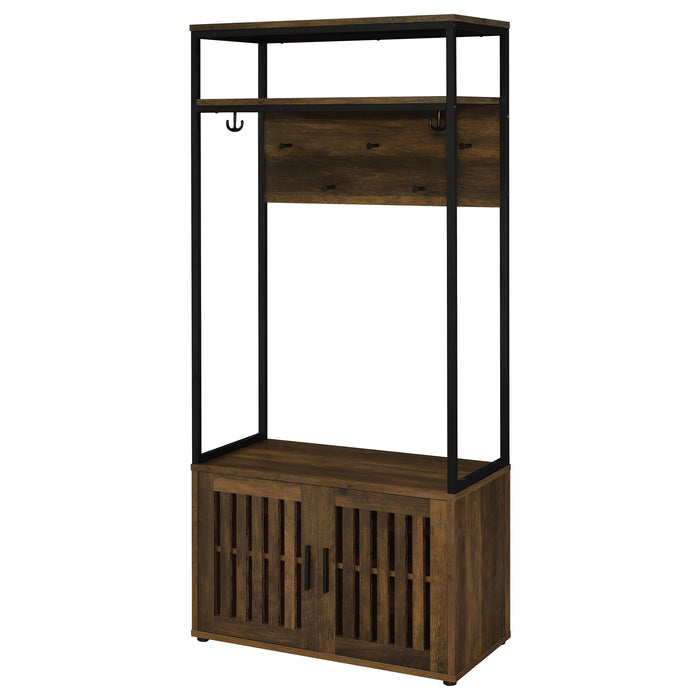 Five Star Furniture - Quincy 2-door Engineered Wood Hall Tree Dark Pine and Black
