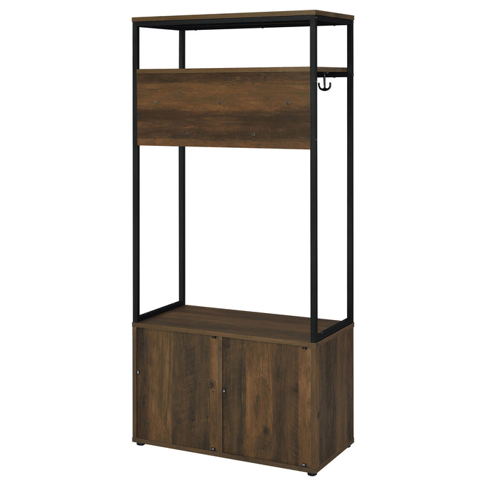 Five Star Furniture - Quincy 2-door Engineered Wood Hall Tree Dark Pine and Black