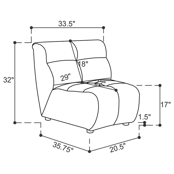 Five Star Furniture - Charlotte Upholstered Curved Armless Chair Ivory